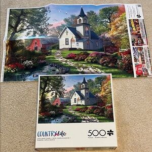 Country Life Little White Chapel 500-Piece Puzzle Buffalo